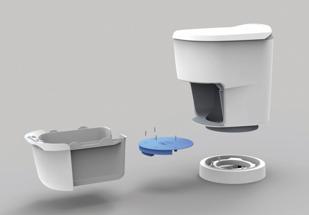 Clesana C1 Toilette mit Rund-Sockel, Sitzhöhe 478mm, Beutelsystem