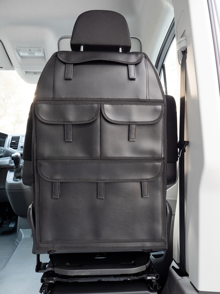 Organizer für Autositze mit 4 Taschen, Kunstleder, komplett schwarz
