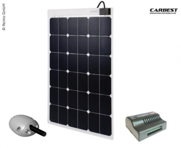 CARBEST Solarpanel 12V/160W Flex Pro weiß inkl. Laderegler + Dachdurchführung